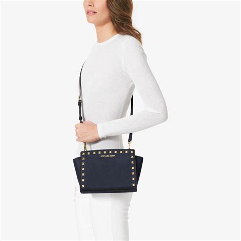 michael michael kors selma stud medium messenger|selma saffiano leather medium satchel.